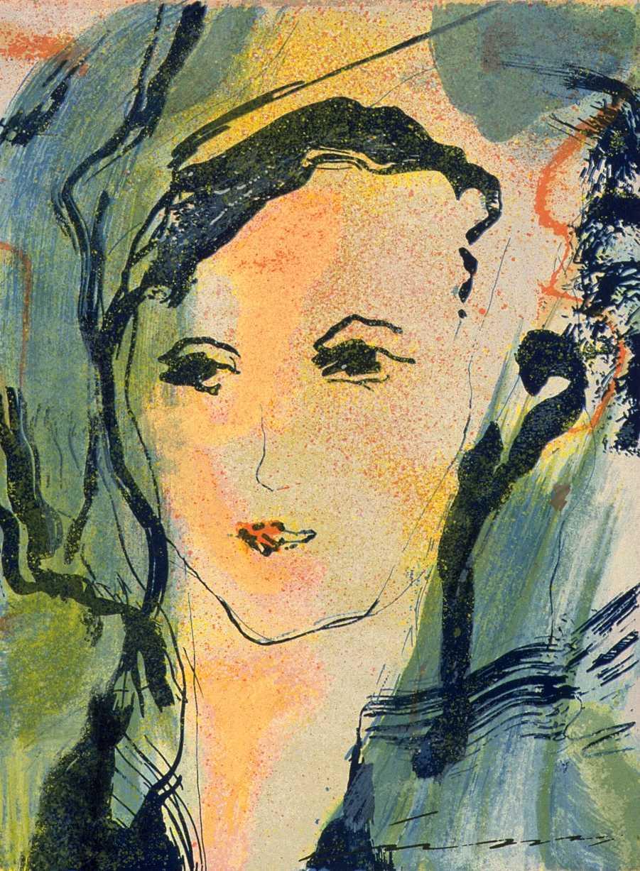 La veletta, volto femminile (dipinto, opera isolata) di Treccani Ernesto (seconda metà sec. XX)