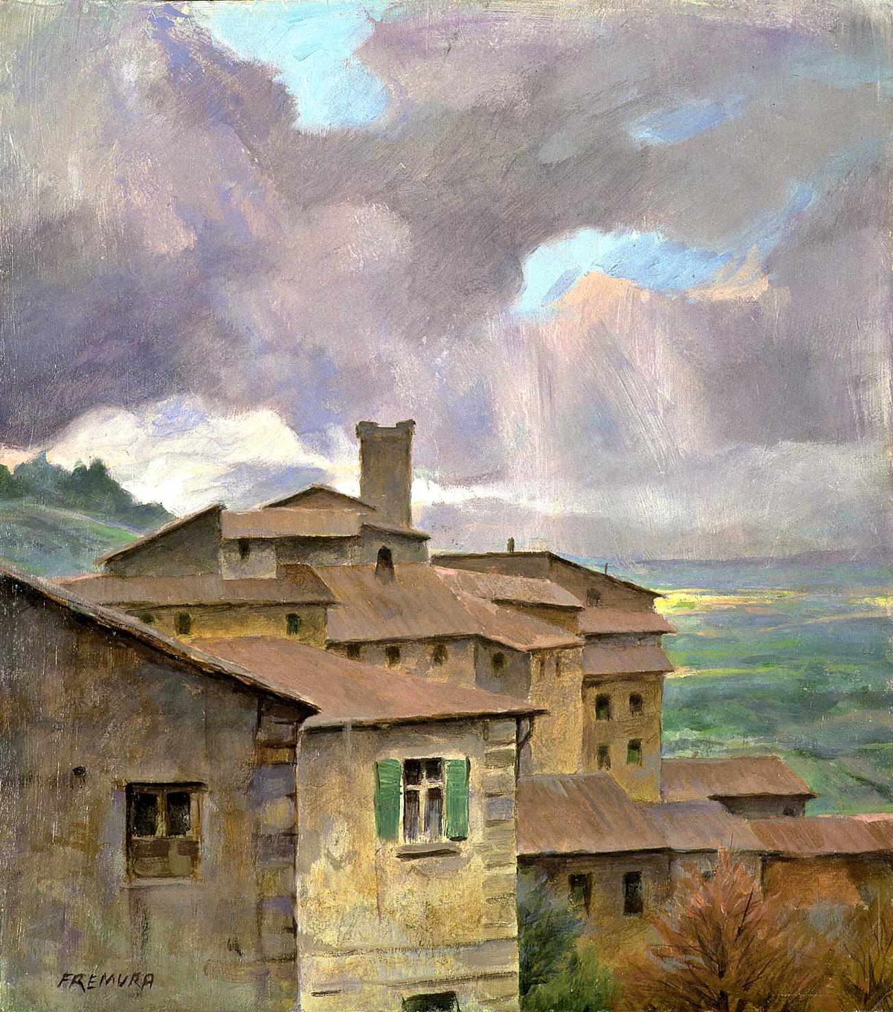 Autunno in collina, veduta (dipinto, opera isolata) - ambito italiano (sec. XX)