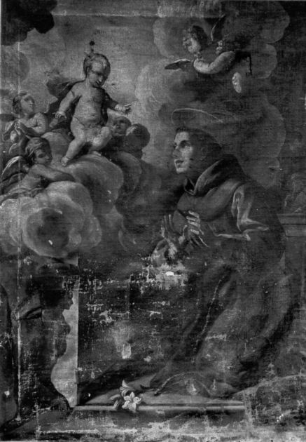 apparizione di Gesù Bambino a Sant'Antonio da Padova (dipinto) - ambito toscano (sec. XVIII)