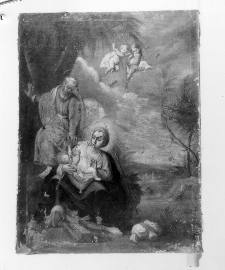 Sacra Famiglia con angeli (dipinto) - ambito italiano (sec. XVIII)