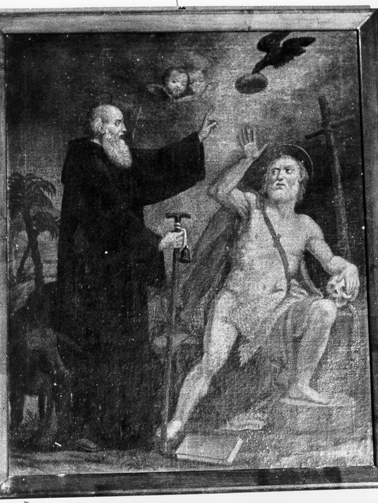 Sant'Antonio Abate e San Paolo Eremita nutriti da un corvo (dipinto) - ambito italiano (sec. XVIII)