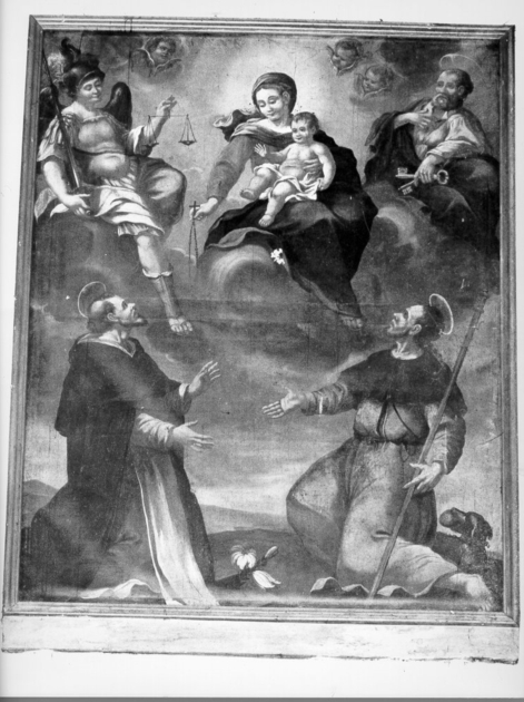 Madonna con Bambino San Domenico e San Rocco (dipinto) - ambito dell'Italia centrale (prima metà sec. XIX)