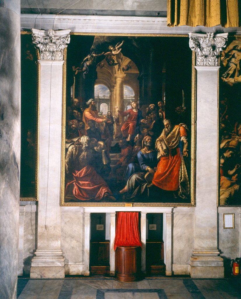 disputa di Gesù con i dottori nel tempio (dipinto) di Sorri Pietro (sec. XVII)