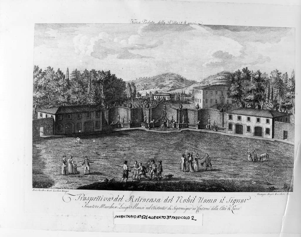 Veduta di Villa Mansi (stampa) di Angeli Giuseppe, Giusti Giovanni Francesco (sec. XVIII)