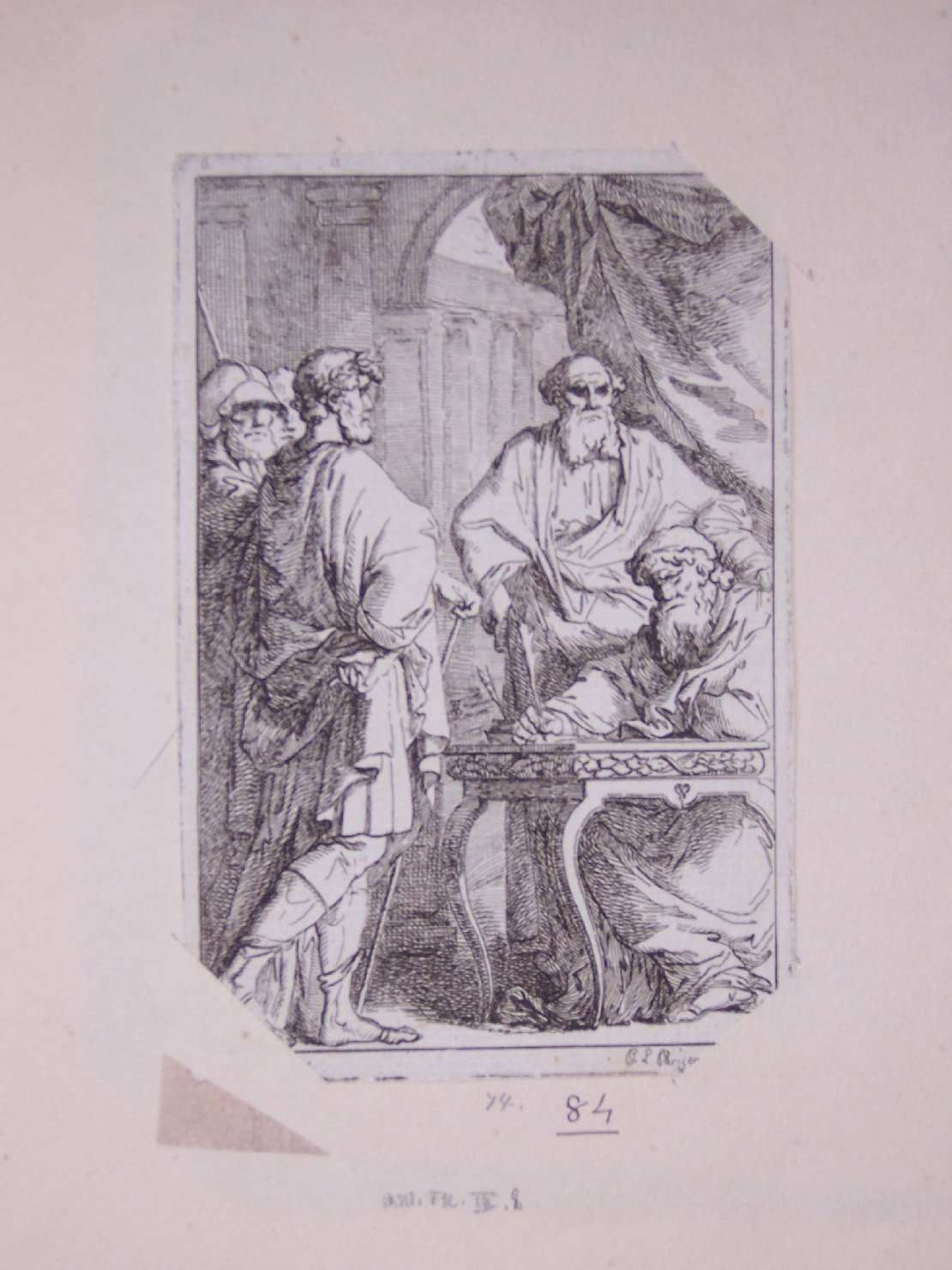 Interno con figure maschili (stampa) di Parizeau Philippe Louis, La Rue F (sec. XVIII)