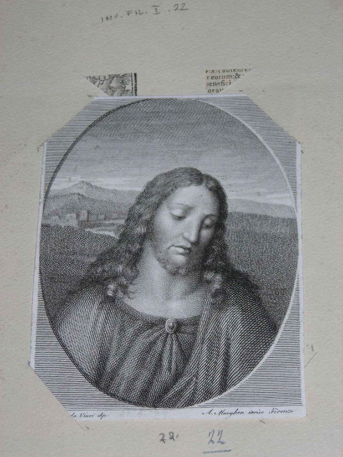 volto di Cristo (stampa) di Morghen Antonio detto Tenente, Leonardo da Vinci (sec. XIX)