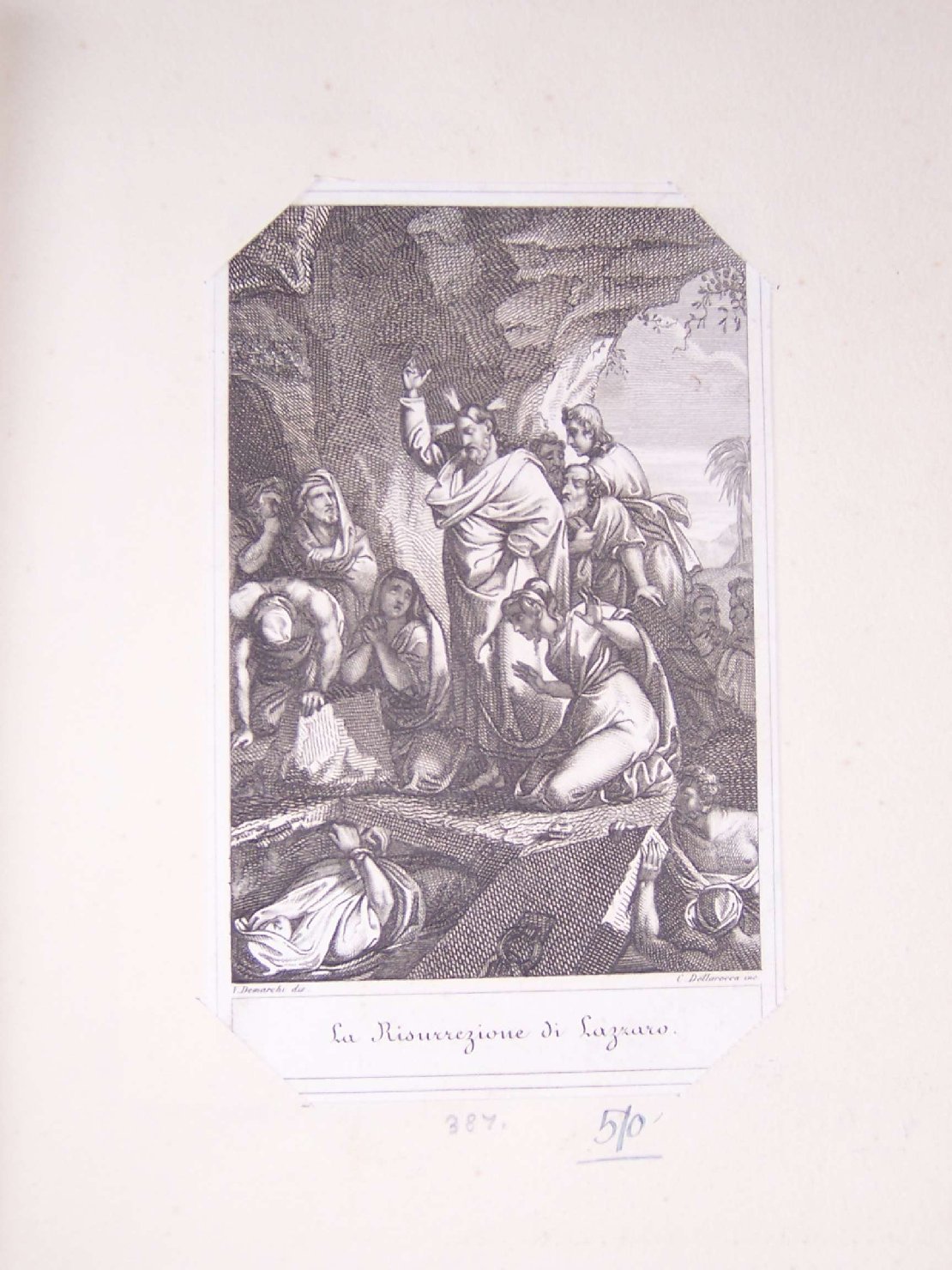 resurrezione di Lazzaro (stampa) di Dellarocca Carlo, De Marchi V (sec. XVIII)