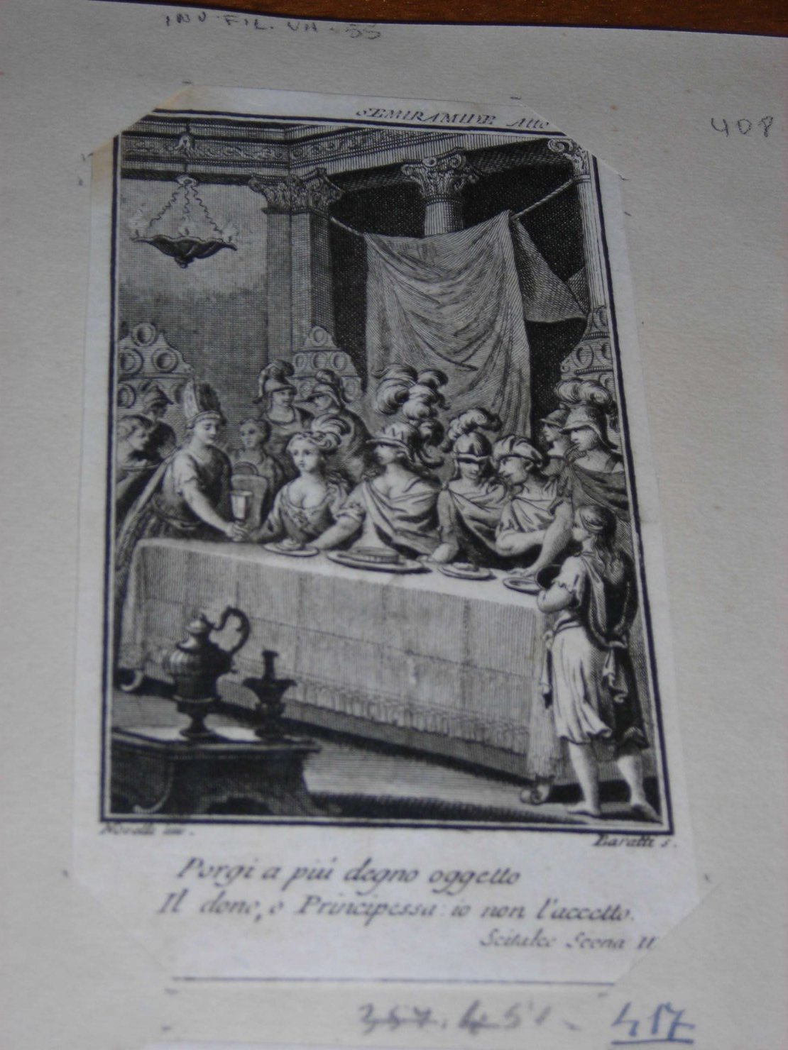 scena da "Semiramide" (stampa) di Novelli P. A, Baratti Antonio (sec. XVIII)
