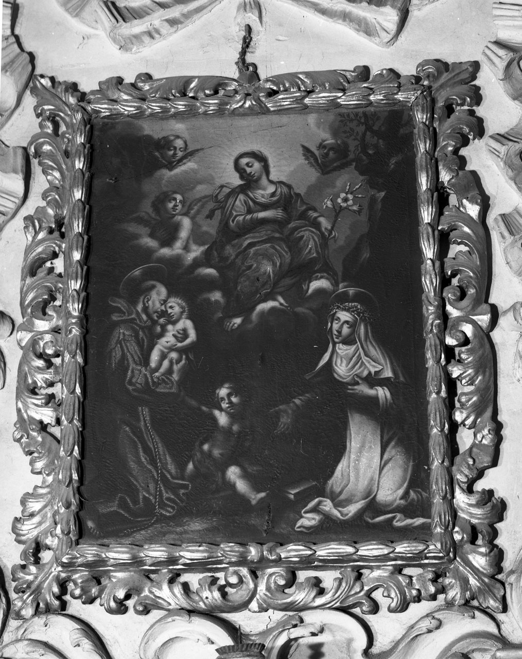 Madonna in gloria tra Sant'Antonio da Padova e Santa Caterina da Siena (dipinto, opera isolata) - ambito toscano (sec. XVIII)