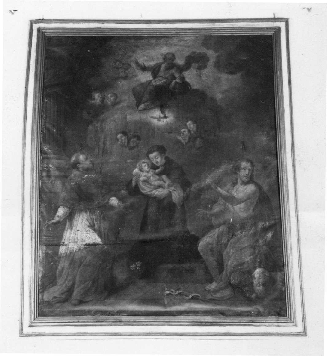 Sant'Antonio da Padova con il bambino tra San Carlo Borromeo e San Giovann i Battista (pala d'altare, opera isolata) - ambito aretino (sec. XVIII)