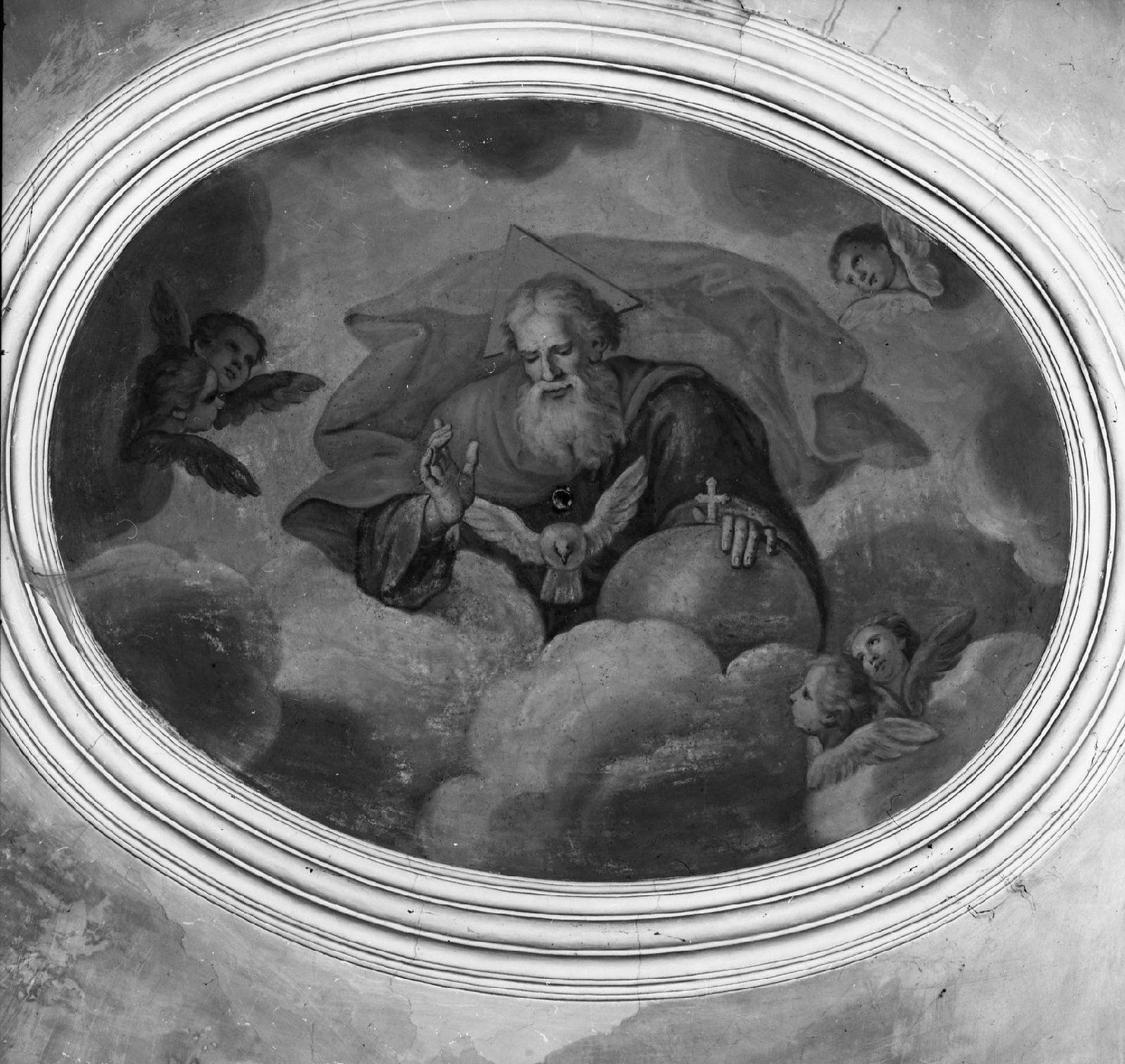 Dio Padre benedicente, Dio Padre e colomba dello Spirito Santo (dipinto) - ambito toscano (seconda metà sec. XVIII)