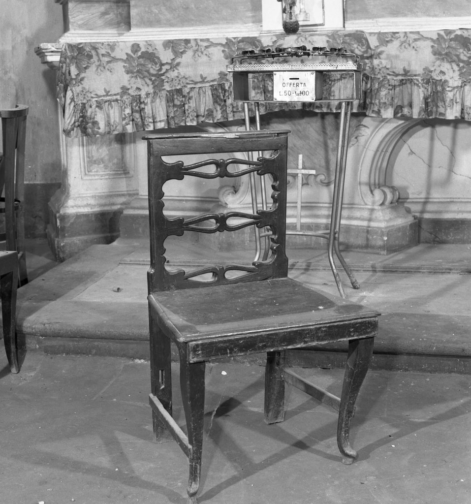 sedia da chiesa, opera isolata - bottega italiana (seconda metà sec. XVIII)