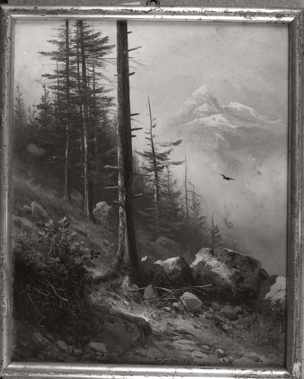 paesaggio svizzero (dipinto) di Agostini Guido (sec. XIX)