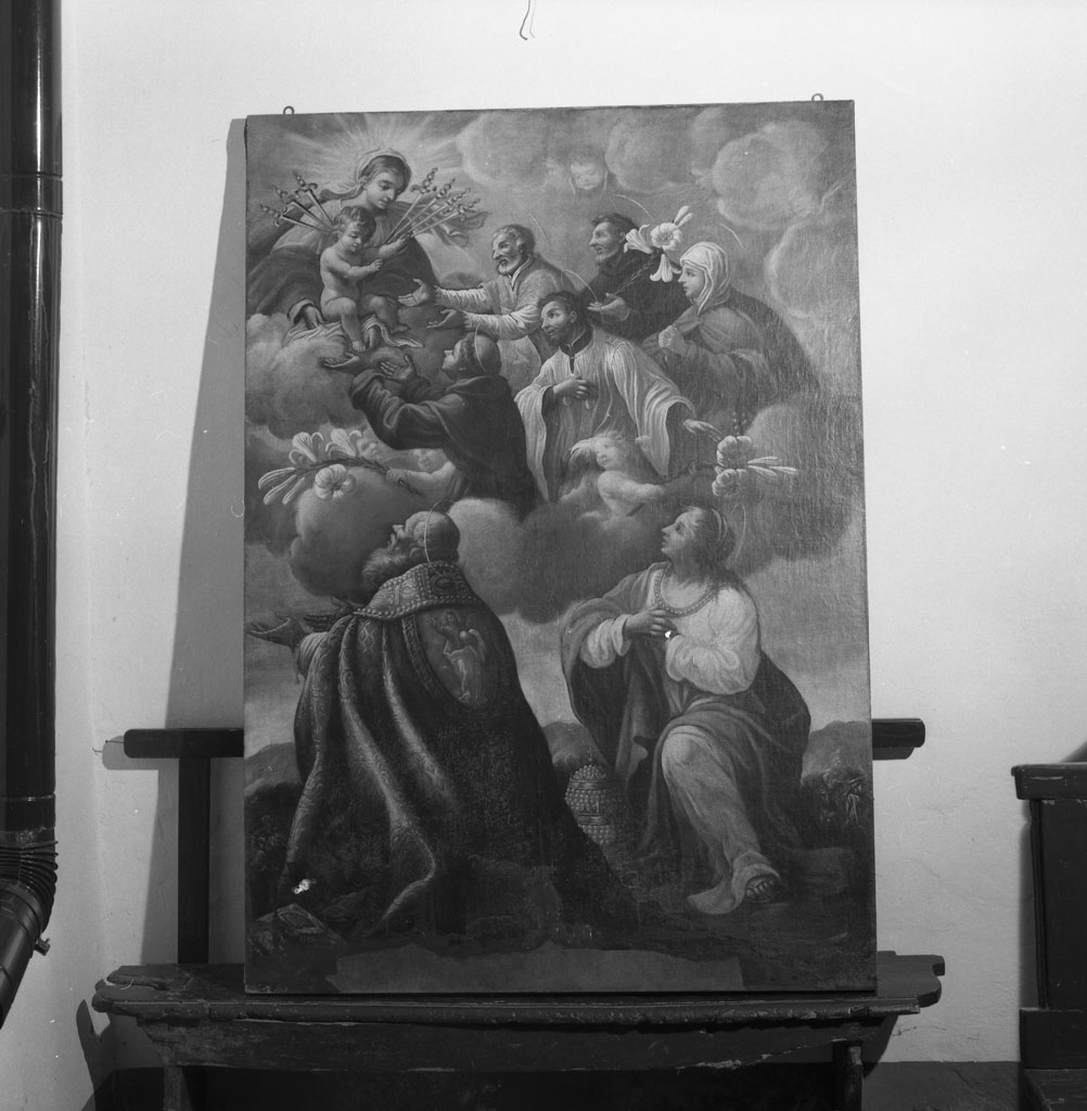 Madonna delle sette spade e santi (dipinto) - ambito cortonesco (sec. XVIII)
