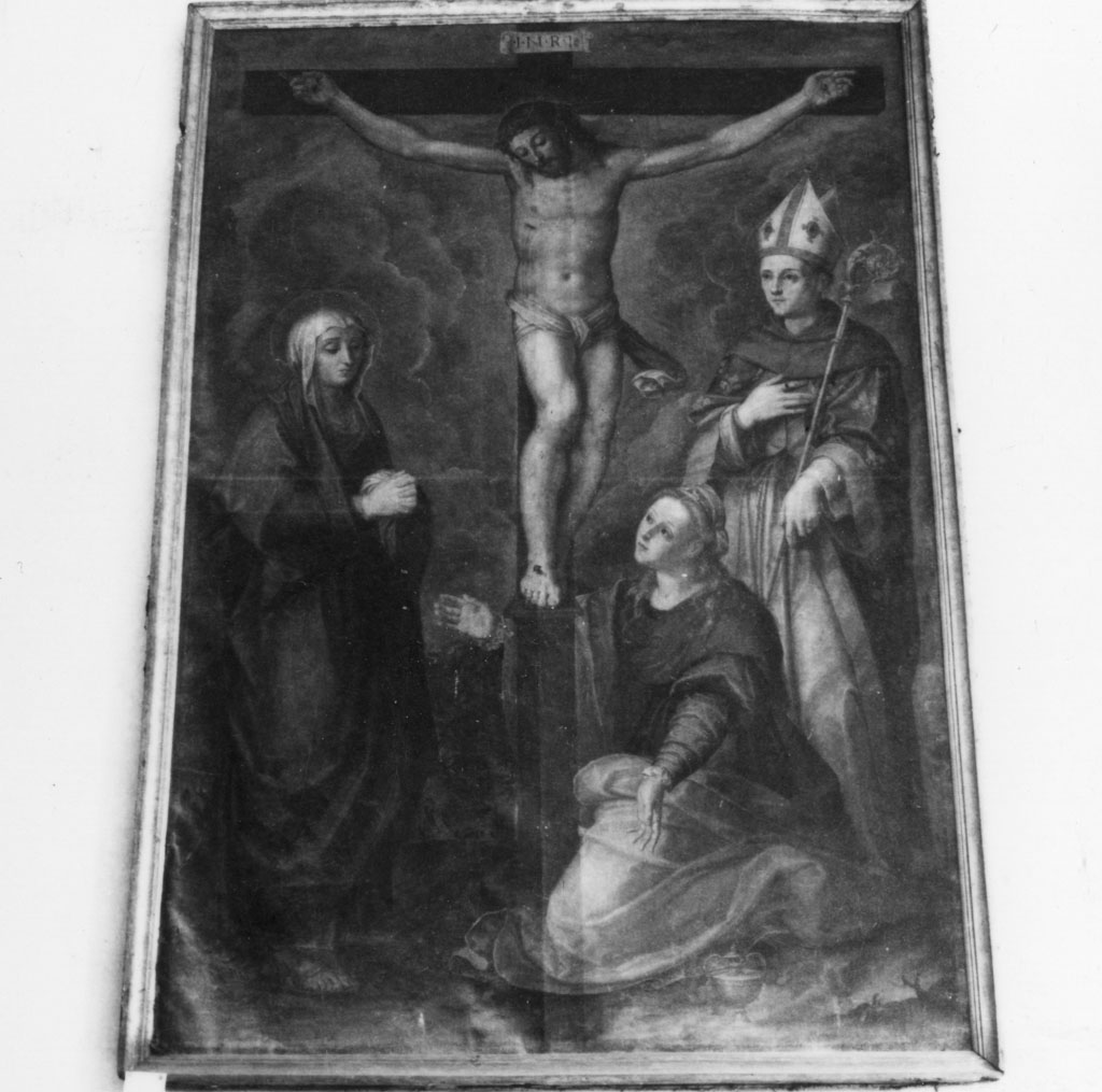 crocifissione di Cristo con la Madonna e Santa Maria Maddalena (dipinto) - ambito toscano (prima metà sec. XVII)