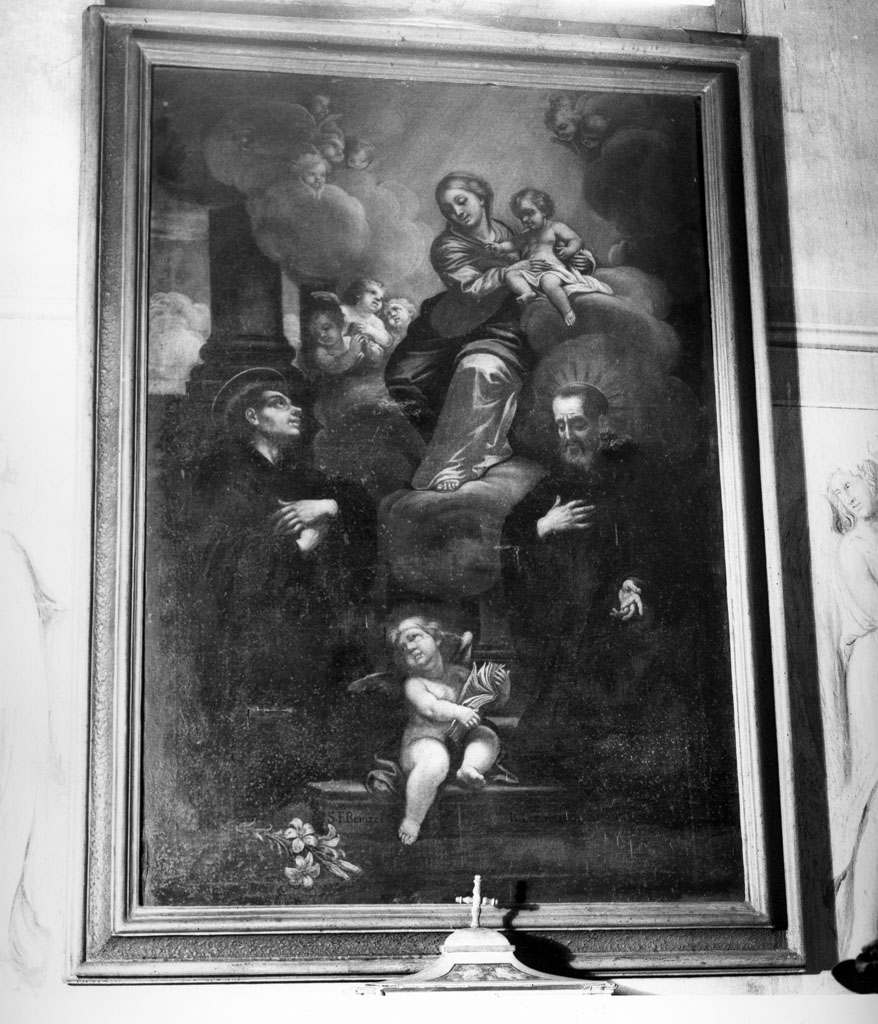 Madonna con Bambino in gloria tra san Filippo Benizi e il Beato Lotteringo Della Stufa (dipinto) di Castellucci Salvi (scuola) (seconda metà sec. XVII)