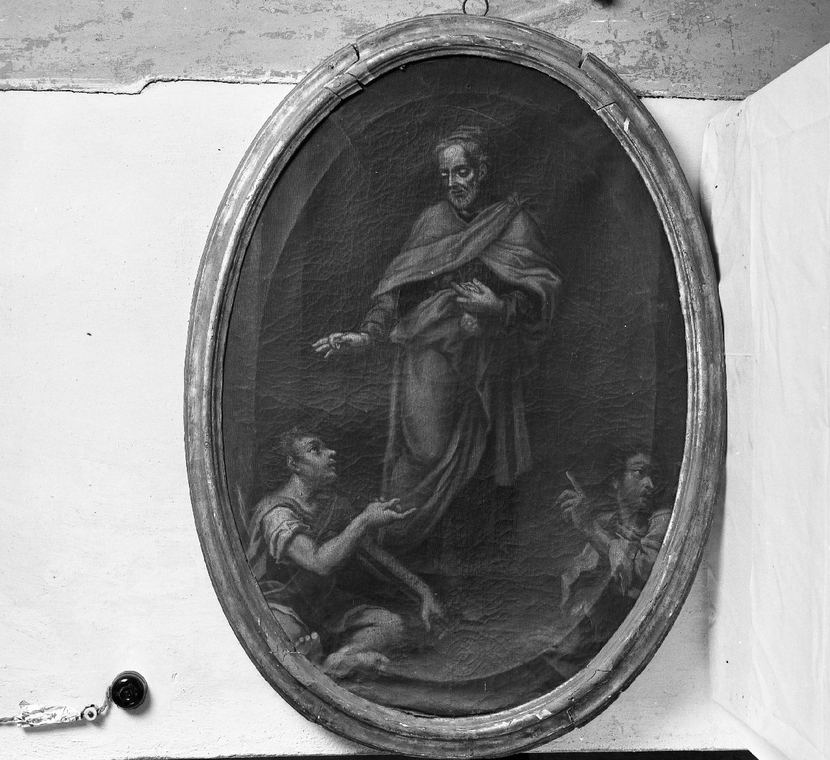 santo con due mendicanti (dipinto) - ambito toscano (sec. XVIII)