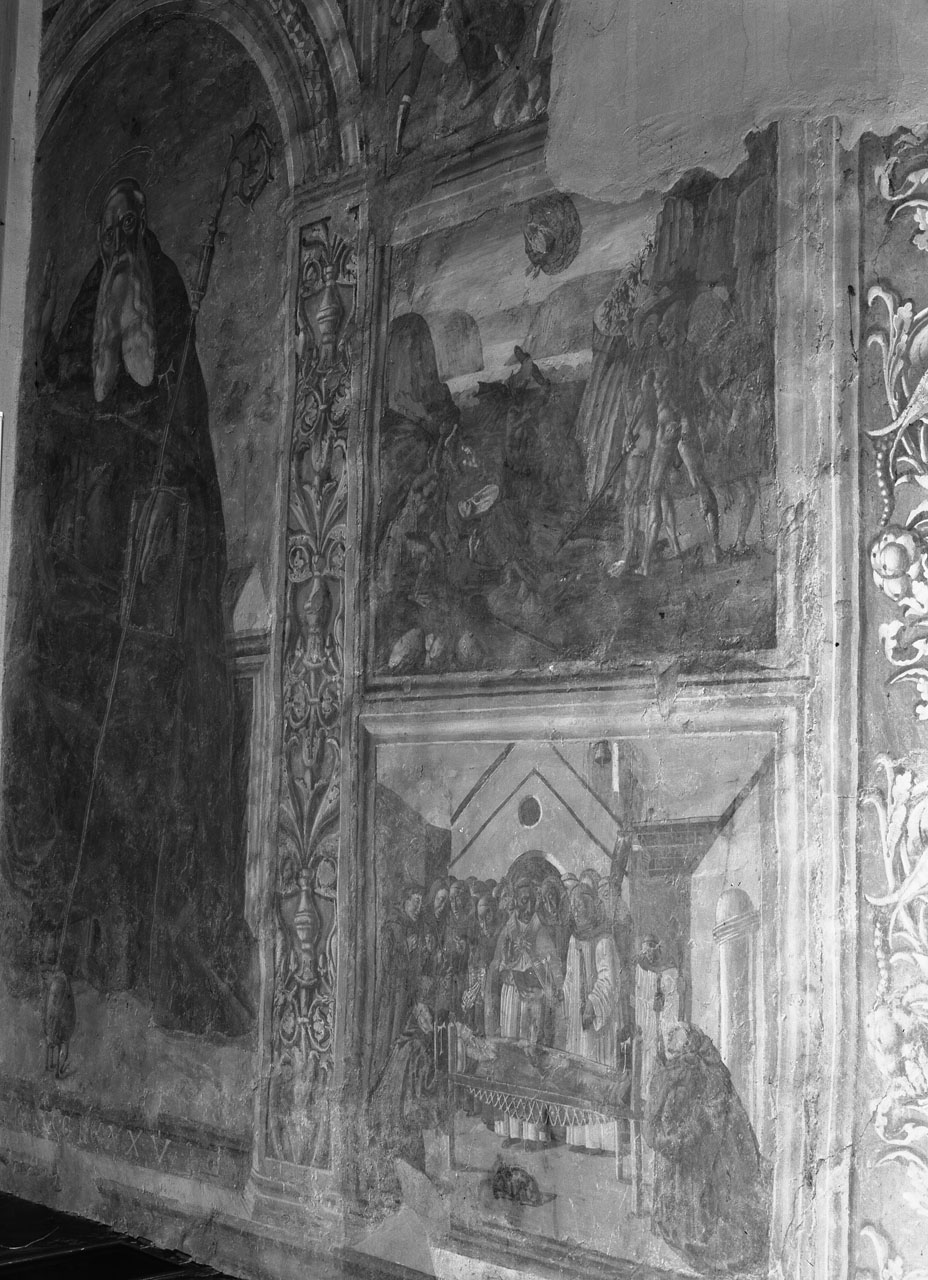 Sant'Antonio Abate e tre storie della vita del santo (dipinto) di Frate Mariano (sec. XV)
