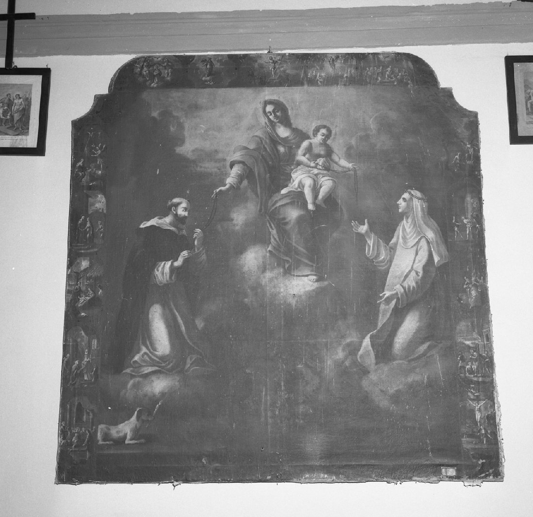 Madonna del Rosario con San Domenico, Santa Caterina e i misteri del rosario (dipinto) - ambito toscano (fine sec. XVII)