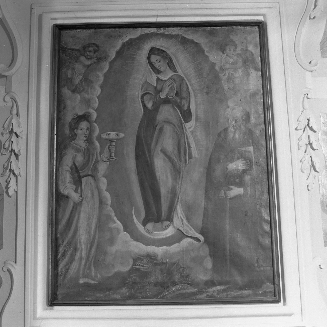 Madonna Immacolata con angeli tra Santa Lucia e Sant'antonio Abate (dipinto) - ambito cortonesco (sec. XVIII)