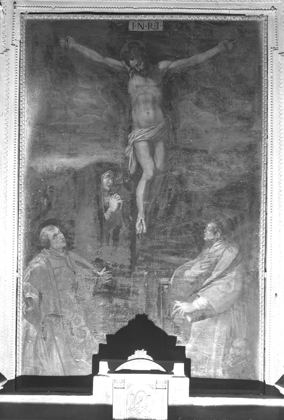 crocifissione con la Madonna e i SS. Andrea e Stefano (dipinto) - ambito toscano (prima metà sec. XVII)