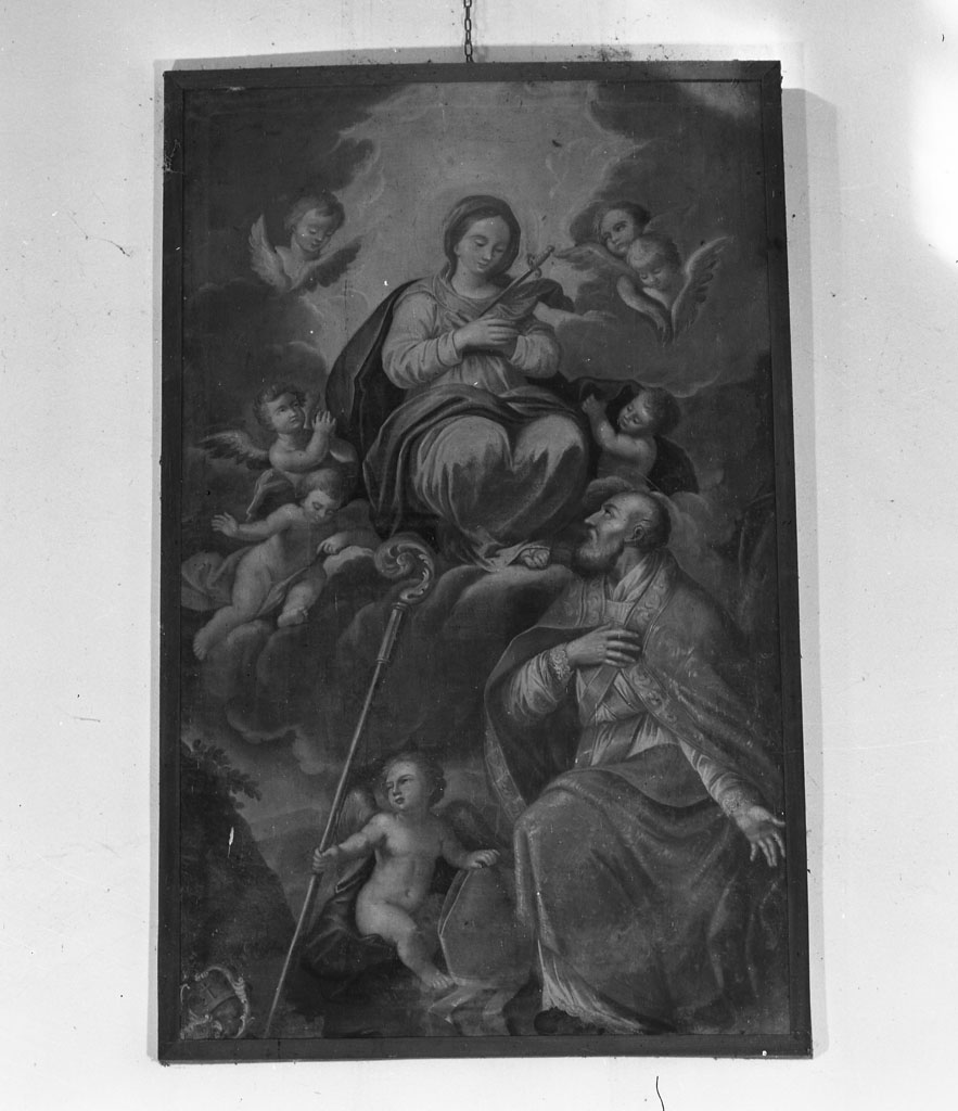 Sant'Agostino di fronte alla Vergine delle spade (dipinto) - ambito cortonesco (secc. XVII/ XVIII)
