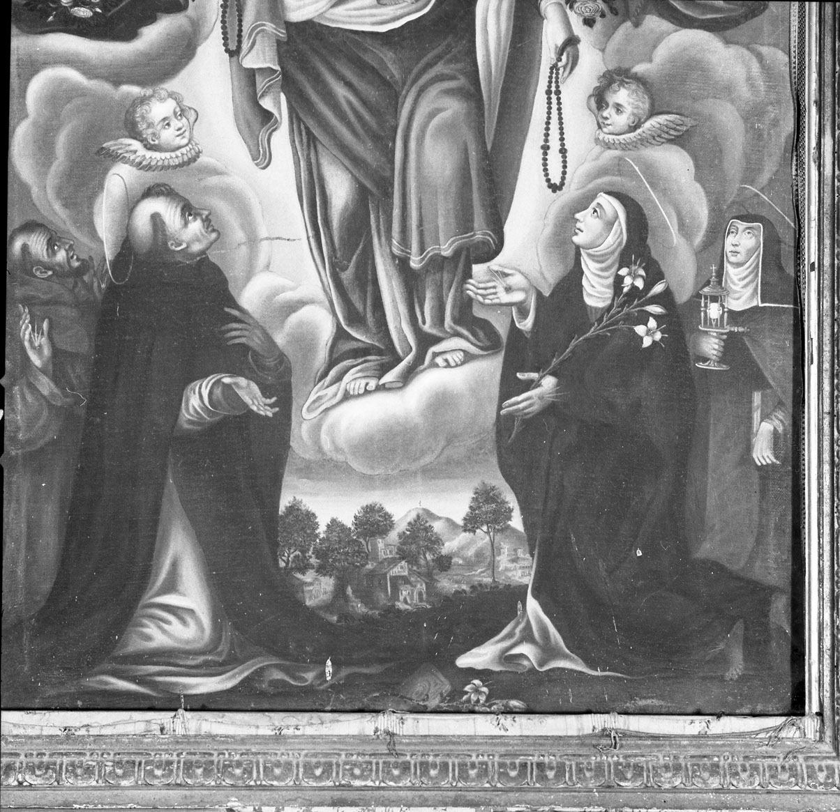 Madonna del Rosario con Santi domenicani e misteri del rosario (pala d'altare) - ambito italiano (sec. XVIII)