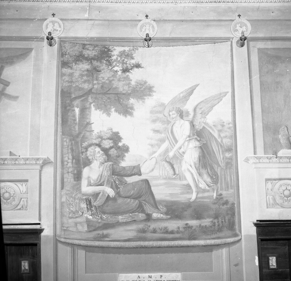 apparizione dell'angelo a Elia (dipinto) di Righi Giuseppe (attribuito) (inizio sec. XIX)