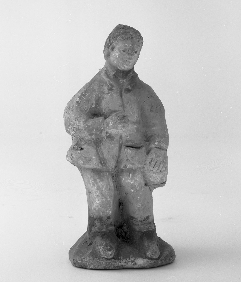 figura maschile inginocchiata (statuetta di presepio, elemento d'insieme) - manifattura toscana (primo quarto sec. XIX)