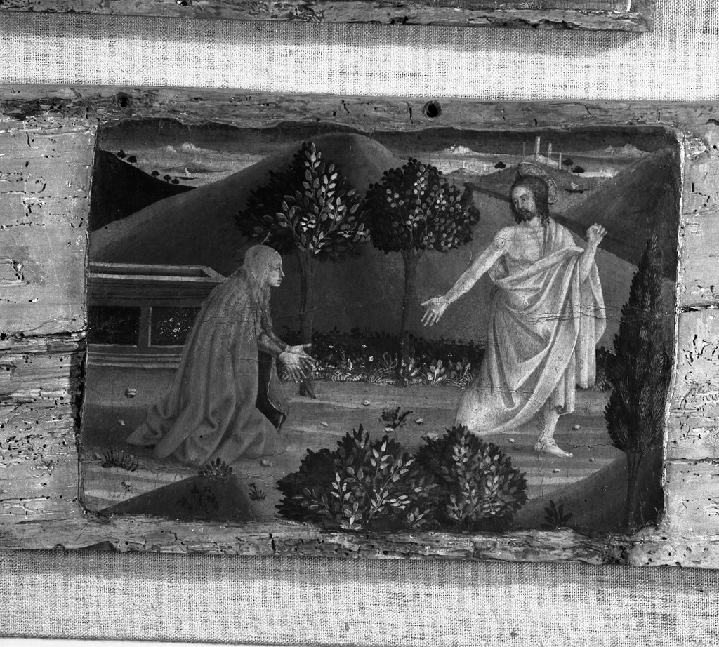 apparizione di Cristo risorto a Santa Maria Maddalena (scomparto di predella) - ambito aretino, ambito italiano (sec. XV)