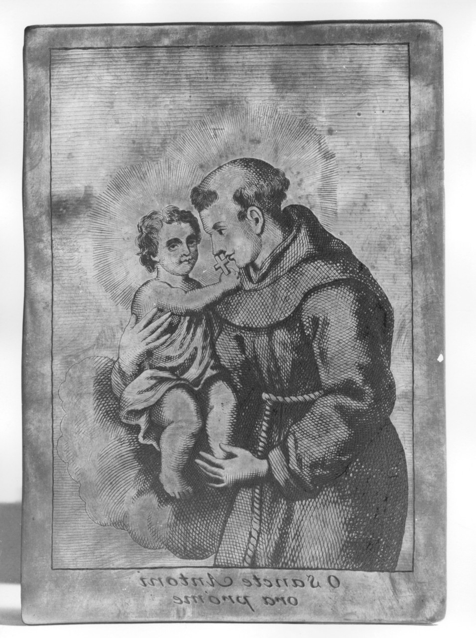 sant'Antonio da Padova con Gesù Bambino (matrice) - ambito italiano, ambito italiano, ambito italiano (inizio sec. XIX)