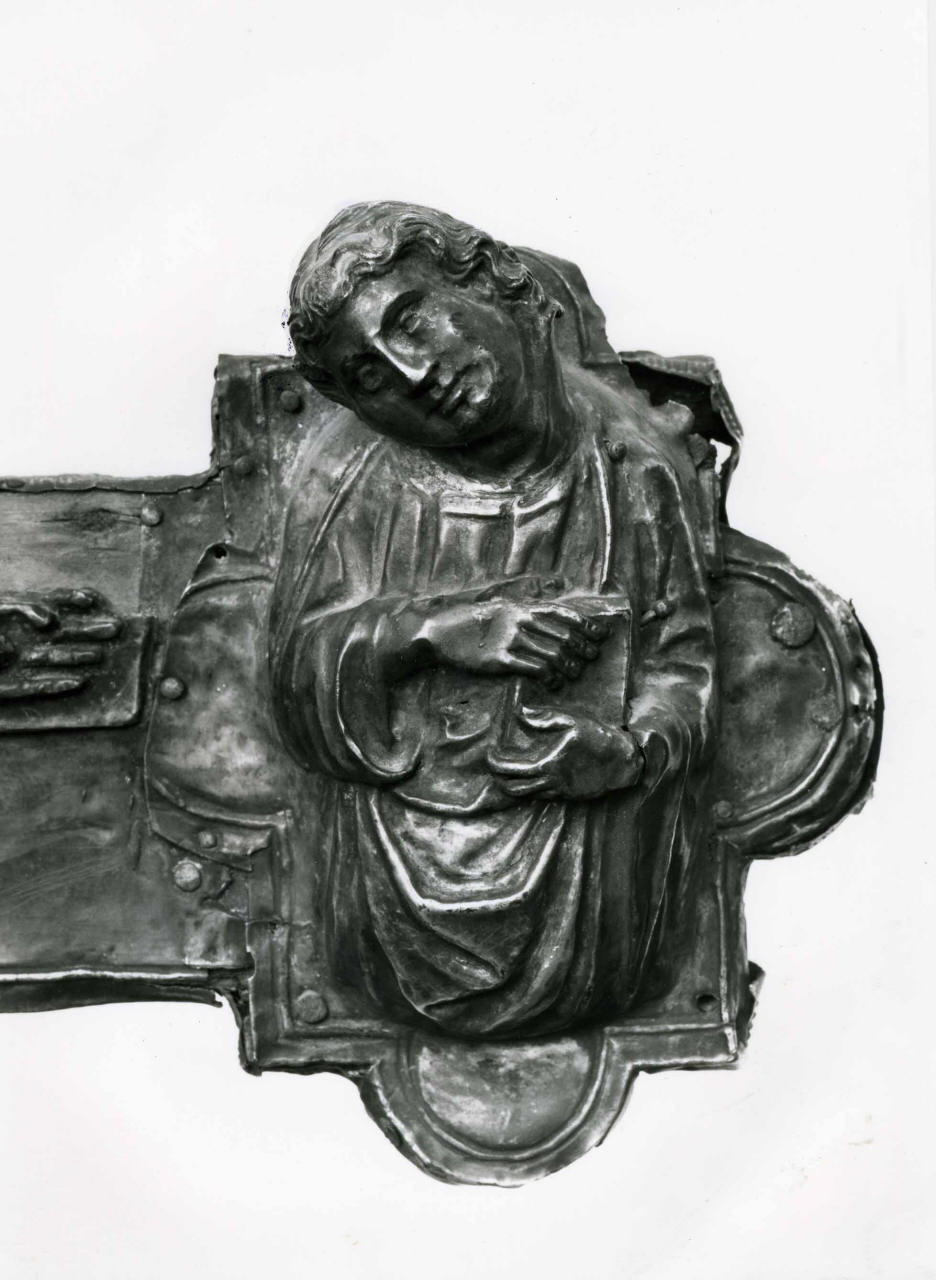 San Giovanni Evangelista (placchetta di croce processionale) - bottega toscana (seconda metà, inizio sec. XIII, sec. XX)