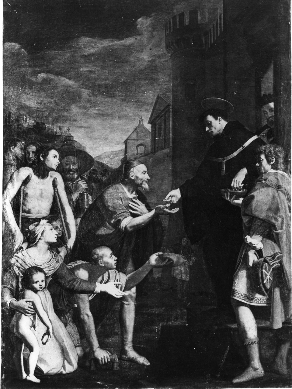 carità di San Tommaso da Villanova (dipinto) di Lippi Lorenzo (sec. XVII)