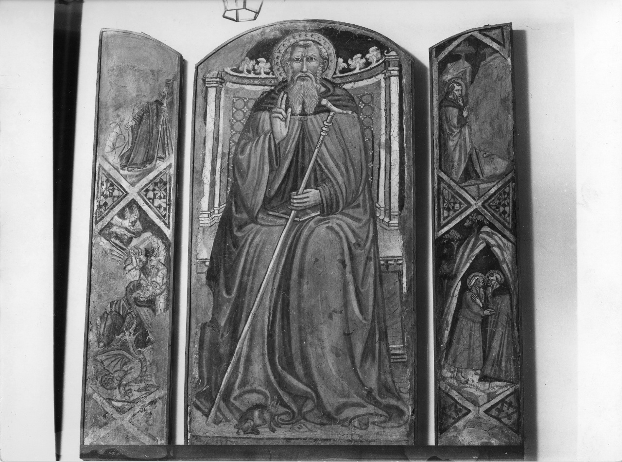Sant'Antonio abate in trono (dipinto) - ambito fiorentino (fine/inizio secc. XIV/ XV)