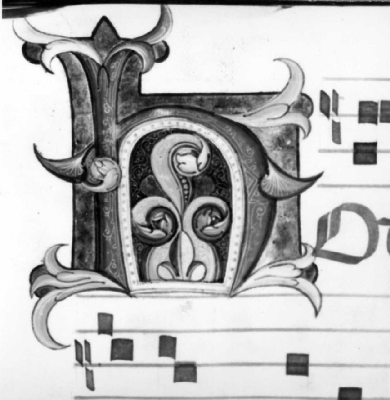 lettera H (miniatura) - ambito fiorentino-pratese (sec. XV)