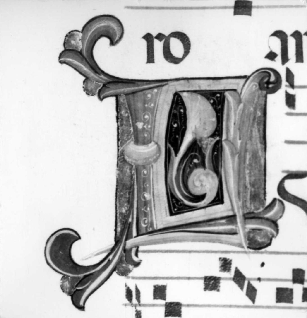 lettera L (miniatura) - ambito fiorentino-pratese (sec. XV)