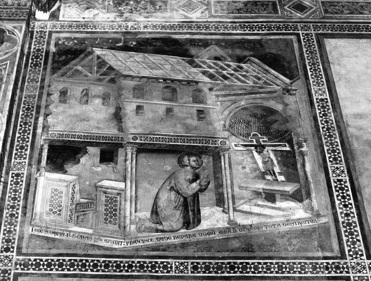 San Francesco d'Assisi in preghiera davanti alla croce (dipinto) di Scannabecchi Lippo di Dalmasio, Giotto (bottega) (sec. XIV)