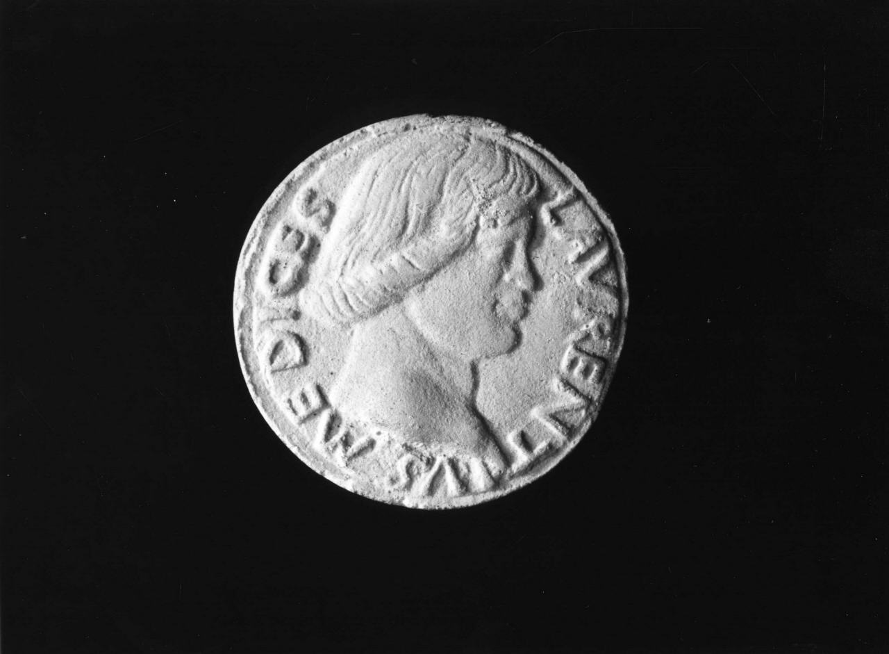 ritratto di Lorenzo de' Medici (calco di medaglia) di Lelli Oronzio (ultimo quarto sec. XIX)