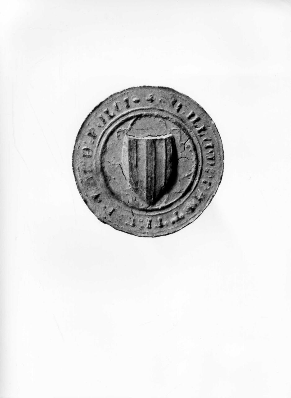 stemma gentilizio della famiglia Pulci (calco di sigillo) - produzione italiana (secc. XIX/ XX)