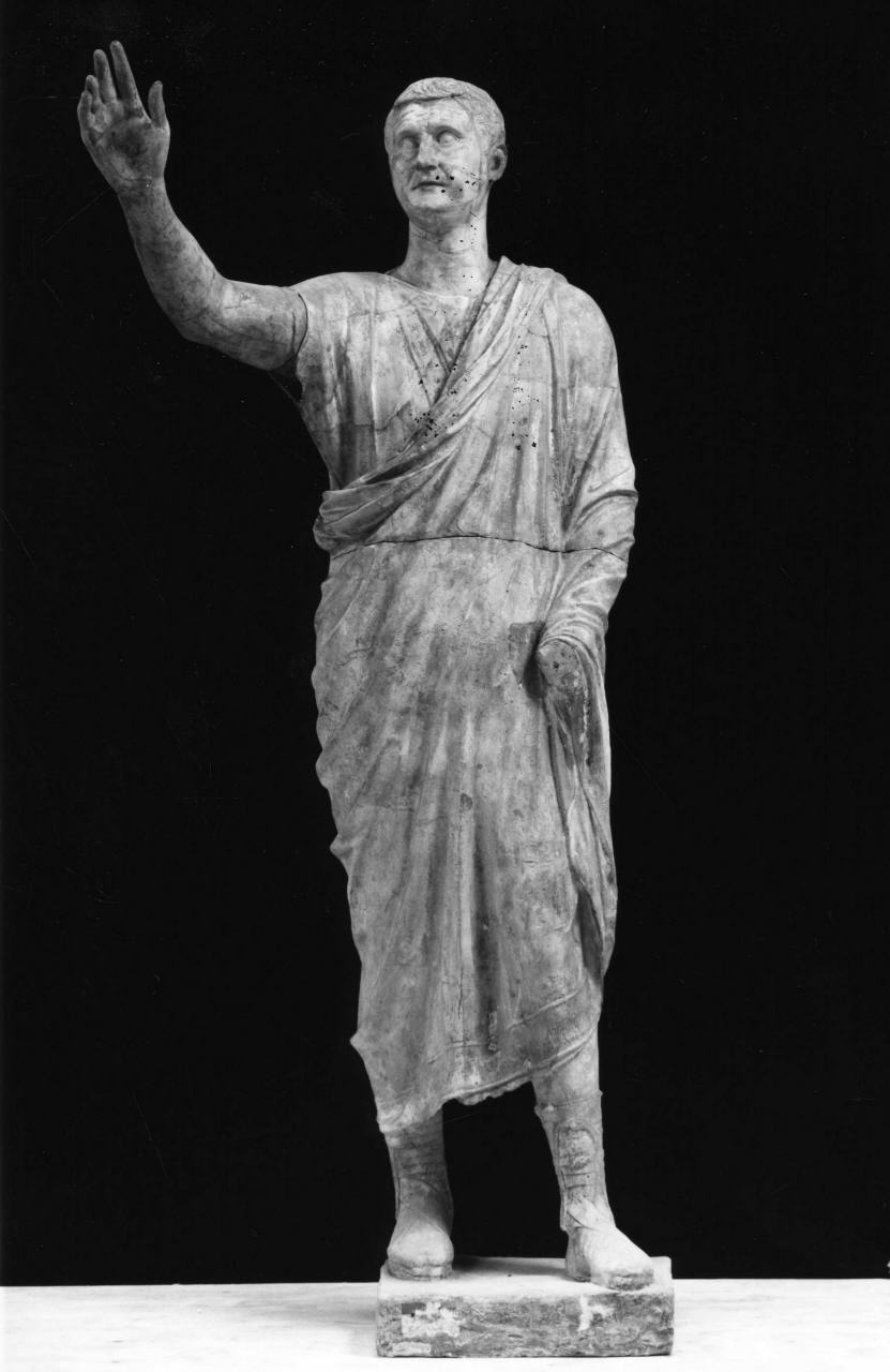 arringatore, figura maschile togata (statua) - bottega fiorentina (sec. XX)