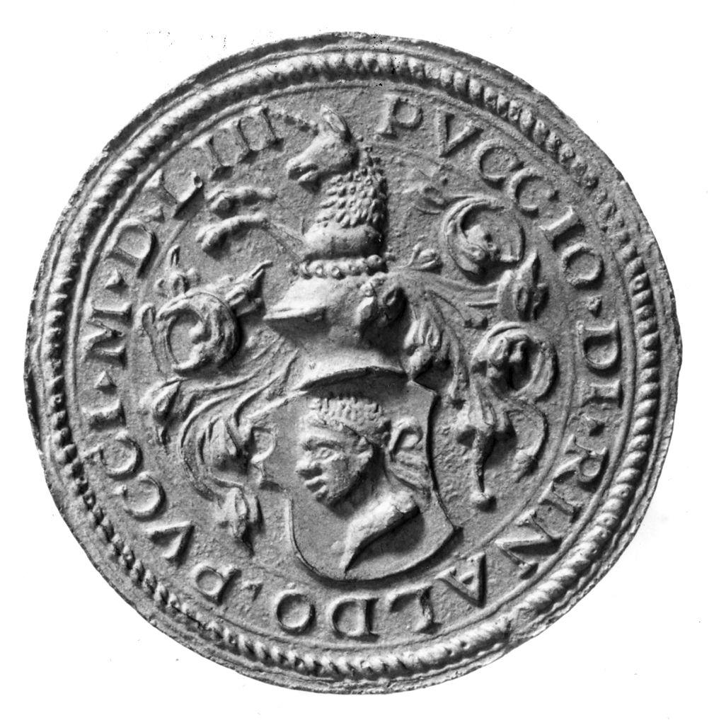 stemma gentilizio della famiglia Pucci (calco di sigillo) - produzione italiana (secc. XIX/ XX)