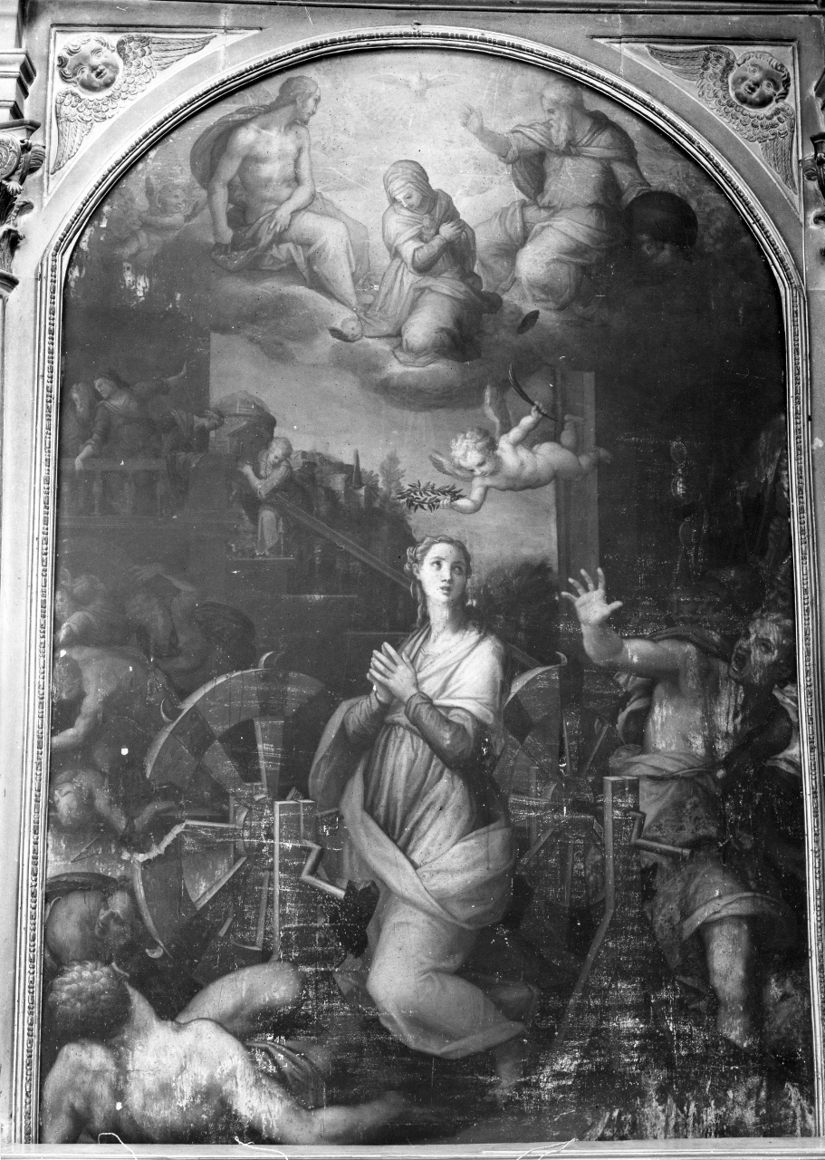 Santa Caterina d'AleSandria e il miracolo della ruota (dipinto) di Naldini Giovanni Battista (seconda metà sec. XVI)