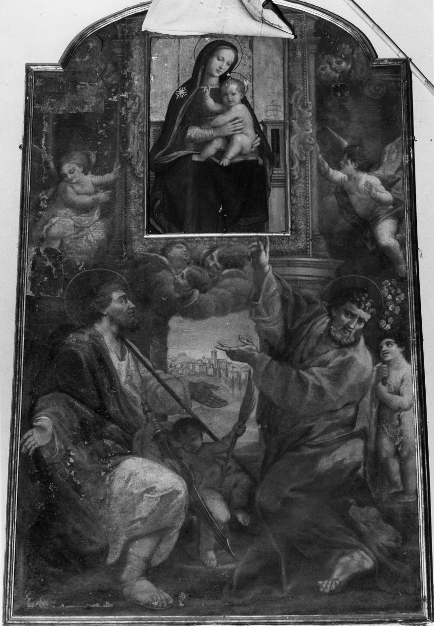 Santi adoranti e angeli (dipinto) - ambito toscano (fine/inizio secc. XVII/ XVIII)