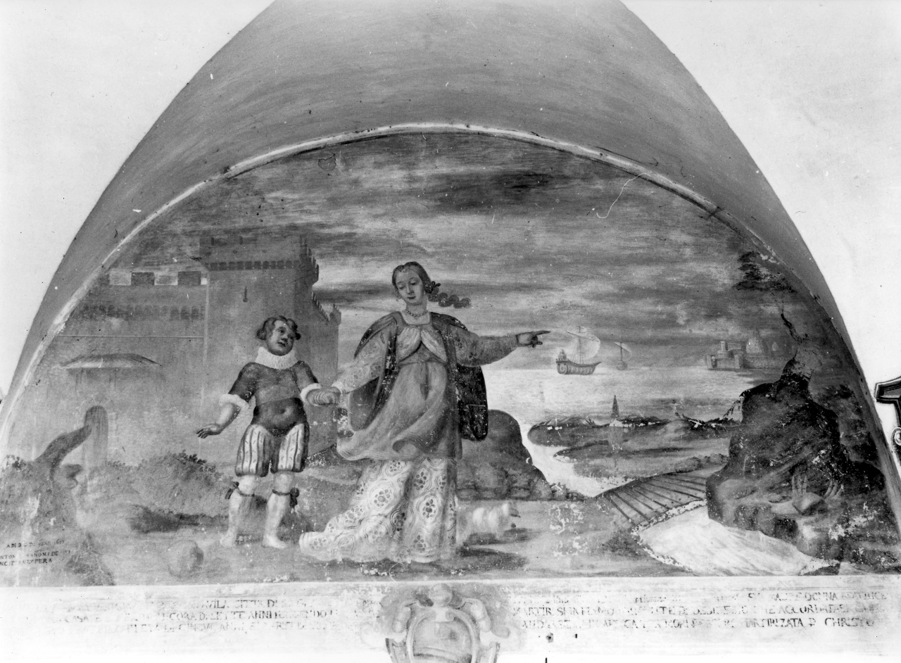 Teresa d'Avila e il fratello Rodrigo in cerca di elemosina nella terra dei Mori (dipinto) di Nannoni Antonio (sec. XVII)