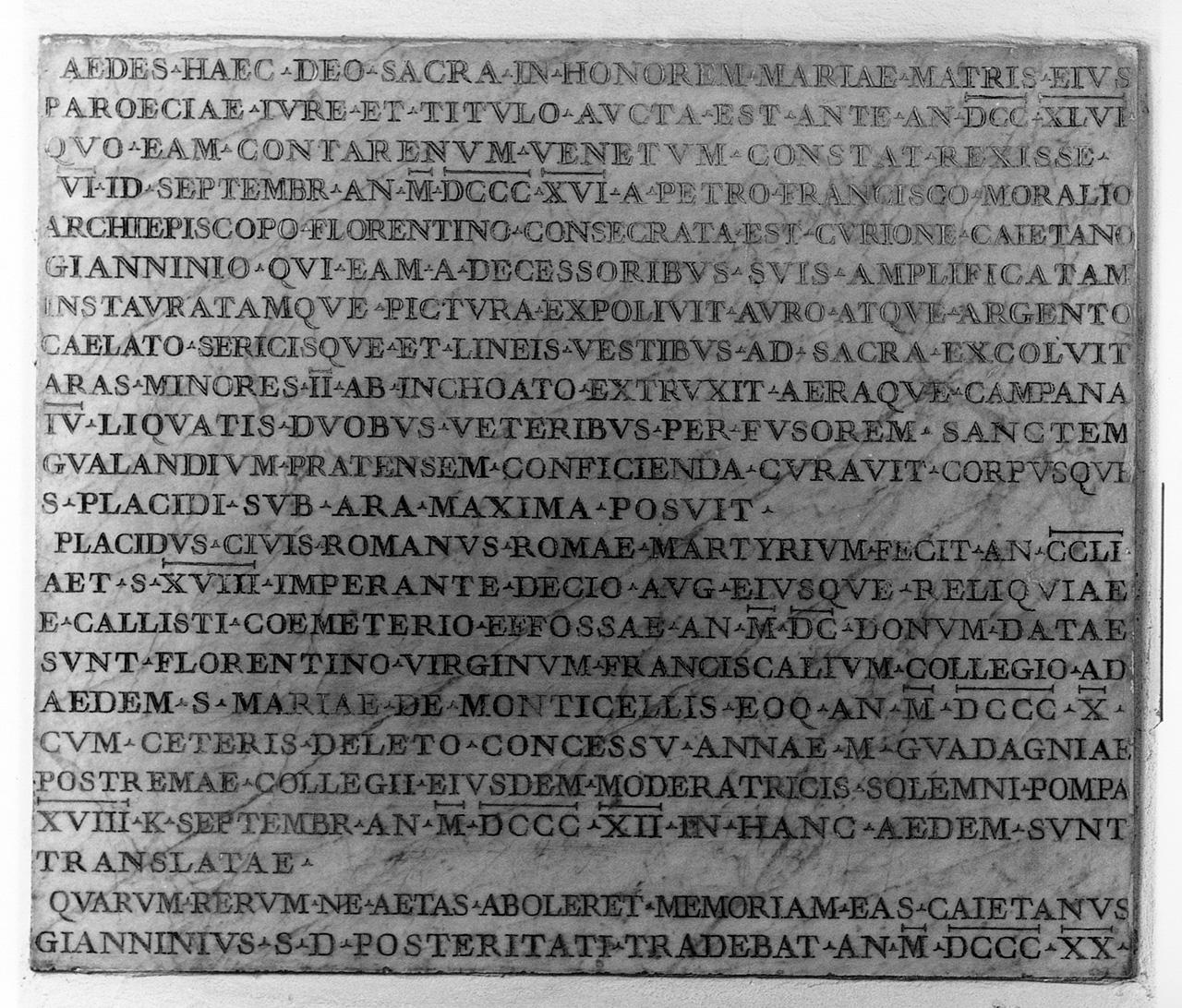 lapide commemorativa - manifattura fiorentina (sec. XIX)
