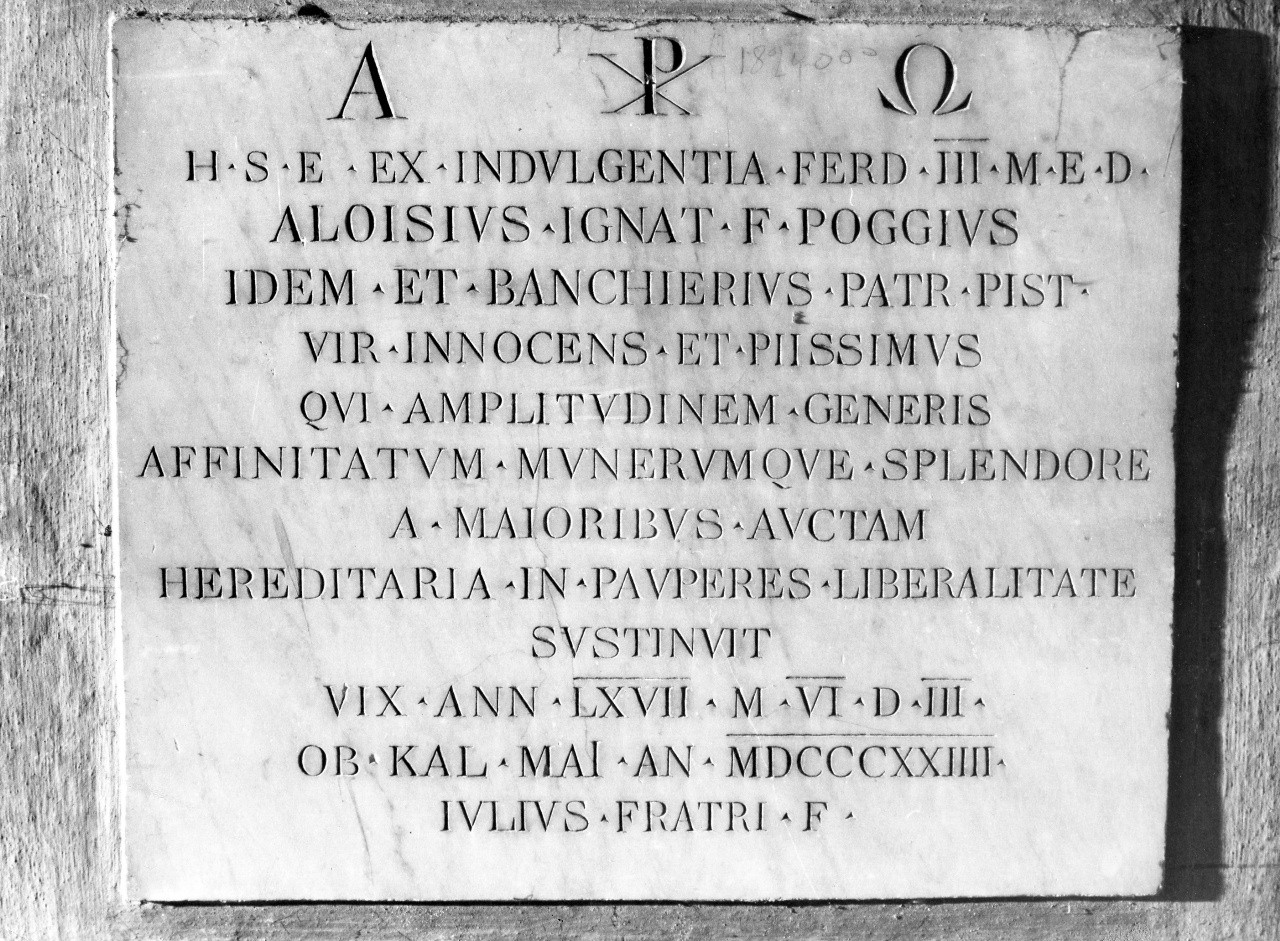 lapide commemorativa - manifattura pistoiese (sec. XIX)
