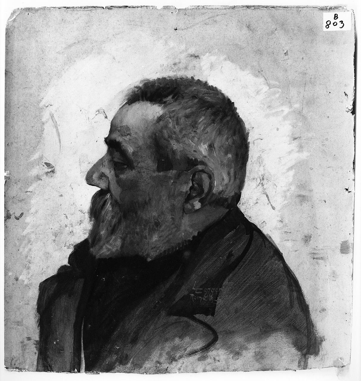 ritratto d'uomo di profilo (dipinto) - ambito romano (sec. XX)