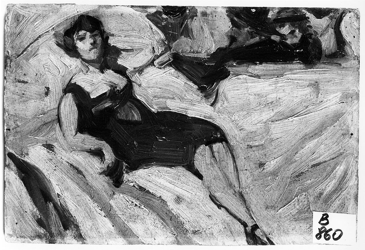 figura femminile seduta (dipinto) - ambito romano (primo quarto sec. XX)