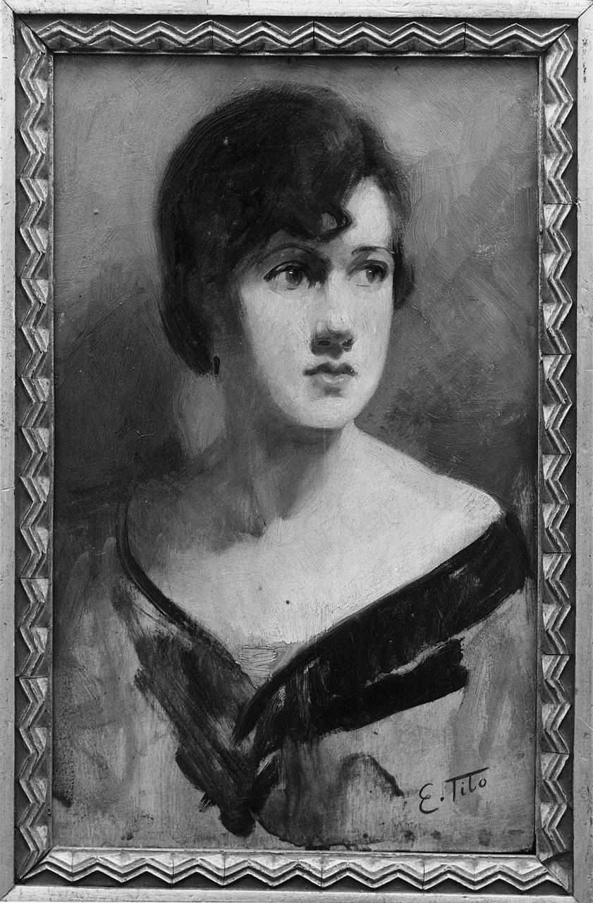 ritratto di donna (dipinto) di Tito Ettore (primo quarto sec. XX)