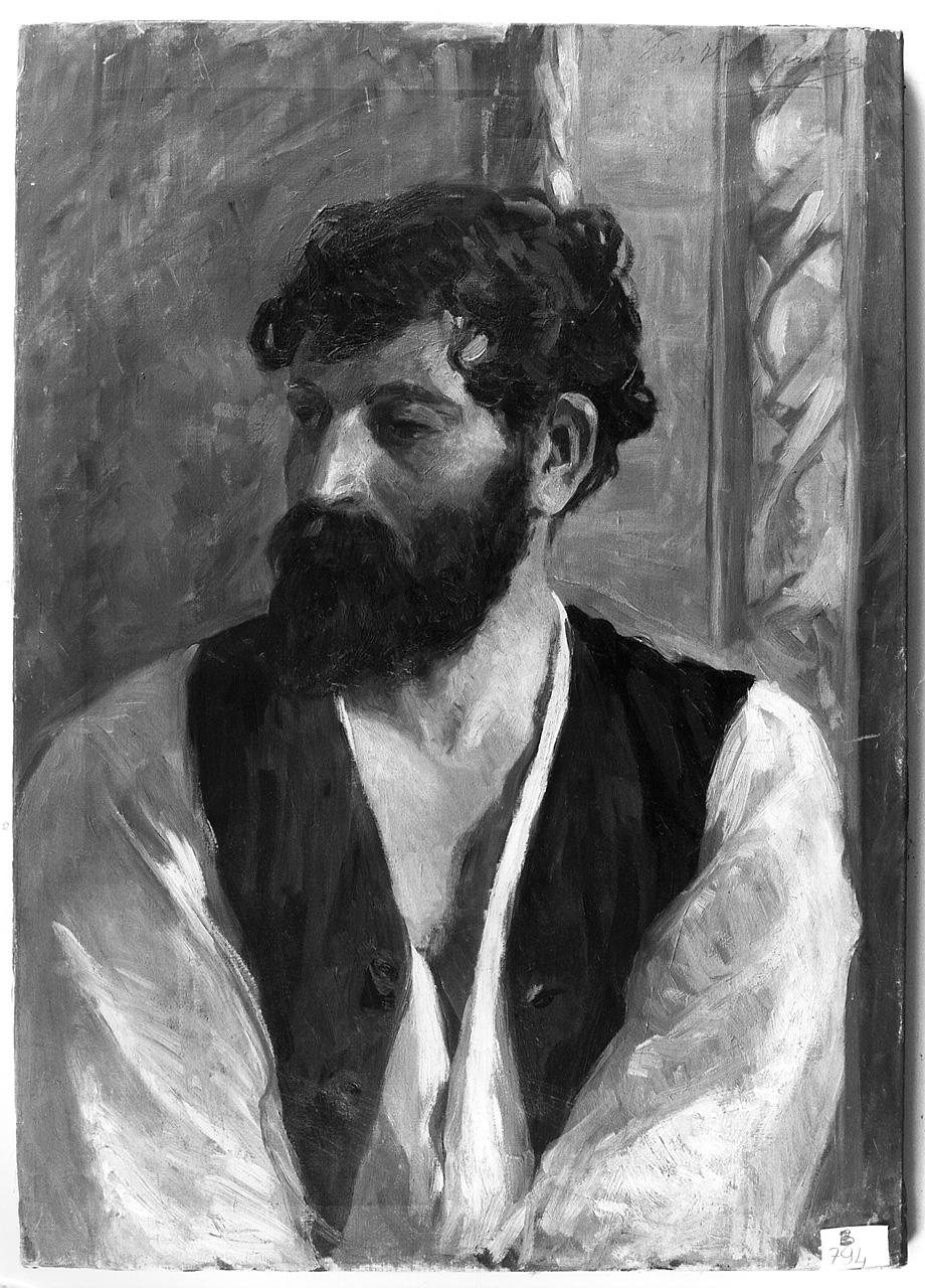 ritratto d'uomo con barba e baffi (dipinto) - ambito romano (inizio sec. XX)